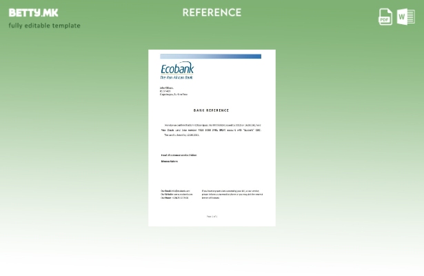 Референтен шаблон за затворање на Екобанка во модерен стил на Буркина Фасо